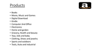 Products
• Books
• Movie, Music and Games
• Digital Download
• Kindle
• Computer And Office
• Electronics
• Home and garden
• Grocery, Health and beauty
• Toys, kids and baby
• Clothing, Shoes and jewelry
• Sports and outdoors
• Tools, Auto and industrial
13
 