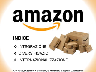 INDICE
 INTEGRAZIONE
 DIVERSIFICAZIONE
 INTERNAZIONALIZZAZIONE
A. Di Piazza, M. Lemmo, P. Manferdini, G. Mantovani, G. Pignatti, G. Tamburrini
 