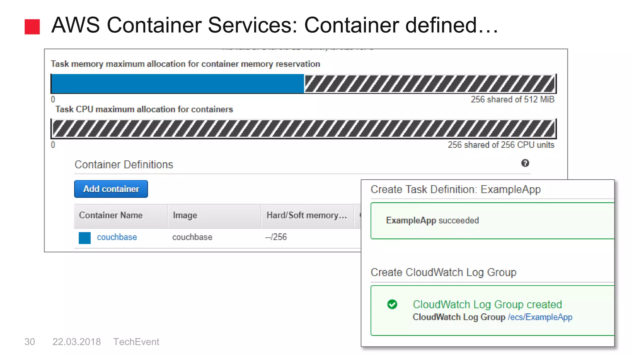 AWS Container Services: Container defined…
TechEvent30 22.03.2018
 