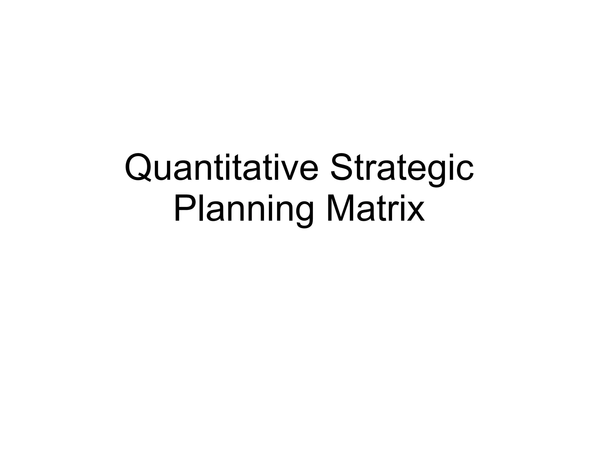 Quantitative Strategic Planning Matrix 