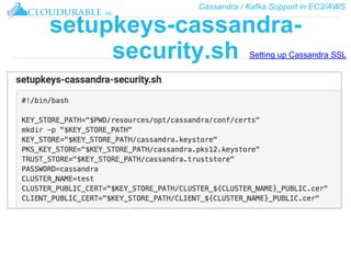 Cassandra / Kafka Support in EC2/AWS
™
setupkeys-cassandra-
security.sh Setting up Cassandra SSL
 