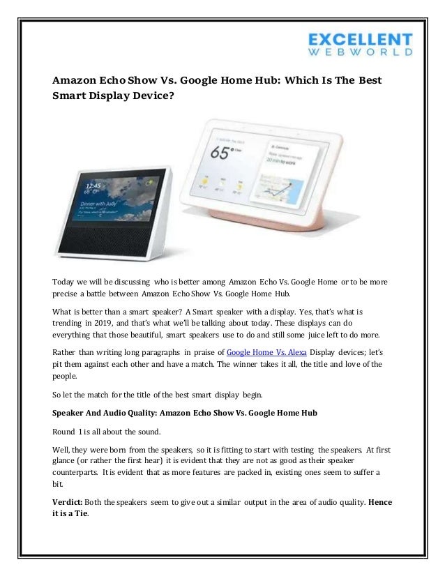 Amazon Echo Show Vs. Google Home Hub: Which Is The Best ...