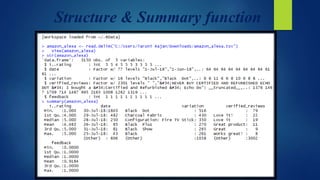 Structure & Summary function
 