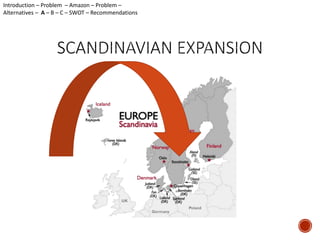 Introduction – Problem – Amazon – Problem – 
Alternatives – A – B – C – SWOT – Recommendations 
 