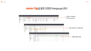 ADMIN
Admin 기능을통한간편한Maxgauge관리
 