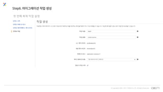 © Copyrights 2001~2017 EXEM CO.,LTD. All Rights Reserved.
Step6. 마이그레이션 작업 생성
 