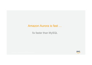 © 2017, Amazon Web Services, Inc. or its Affiliates. All rights reserved.
Amazon Aurora is fast …
5x faster than MySQL
 