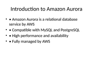 Amazon_Aurora_Seminar.pptxAmazon_Aurora_ | PPTX