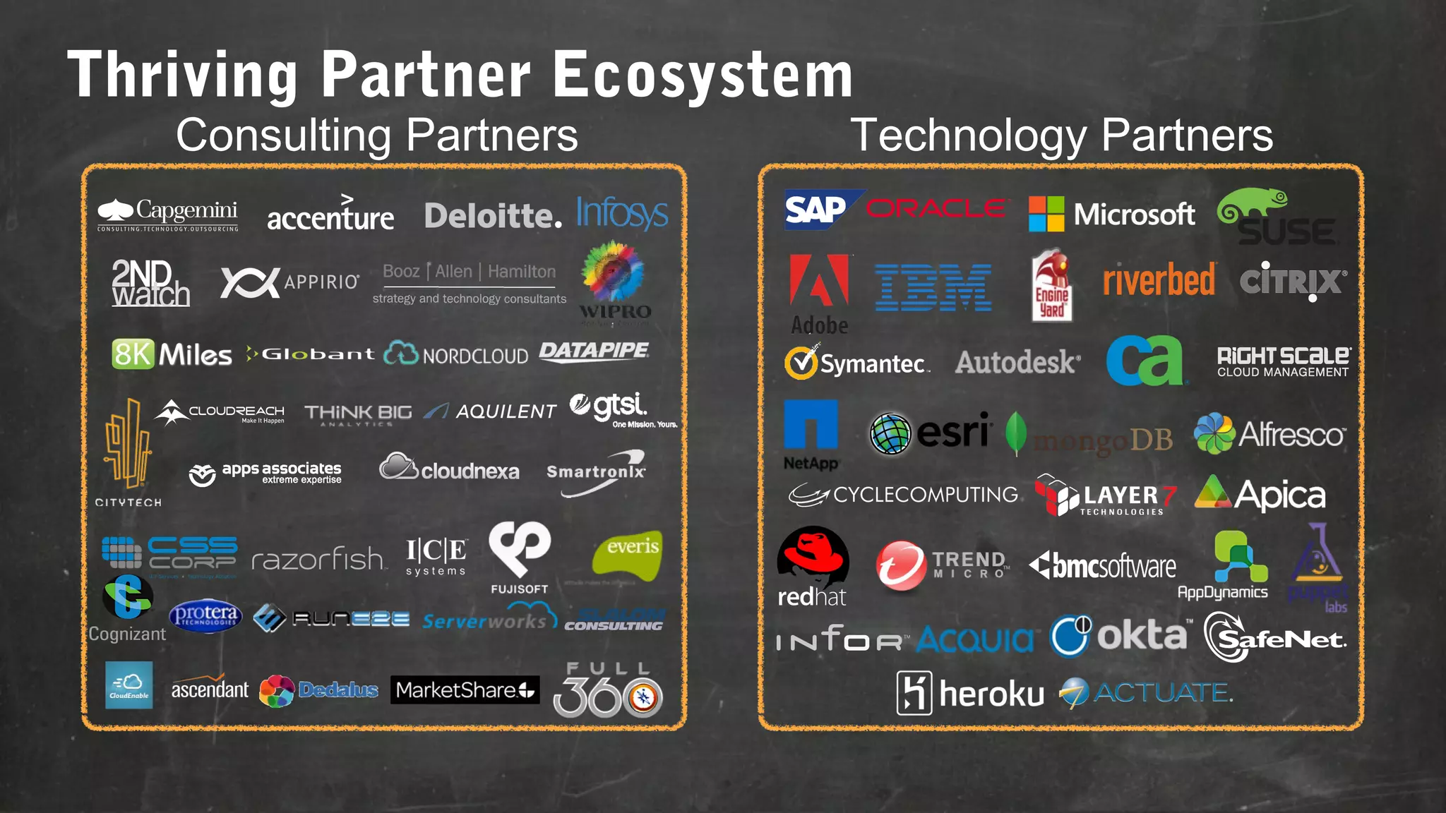 Thriving Partner Ecosystem
Consulting Partners

Technology Partners

 