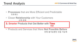 Trend Analysis
• Processes that are More Efficient and Predictable
• Closer Relationship with Your Customers
3. Smarter Products that Get Better with Time
• Products and Services that Were Not Possible Before
프로세스
고객 관계
시간
전에 불가능했던 것을 가능케
 