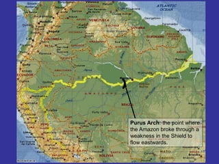 Purus Arch: the point where
the Amazon broke through a
weakness in the Shield to
flow eastwards.
 