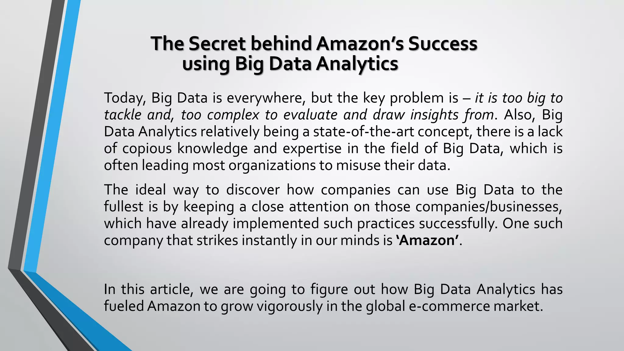 Amazon big success using big data analytics | PDF