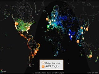 CloudFront’s Global Customer Reach

9 Regions

46 Edge Locations
Edge Location
AWS Region

http://aws.amazon.com/about-aws/globalinfrastructure/

 