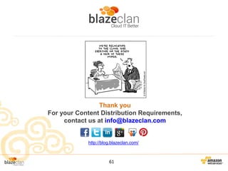 Thank you
For your Content Distribution Requirements,
contact us at info@blazeclan.com

http://blog.blazeclan.com/

61

 