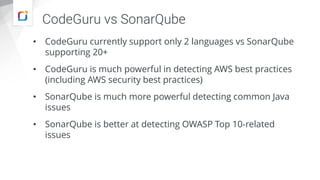 Amazon CodeGuru vs SonarQube for Java Developers at AWS DeveloperWeek ...