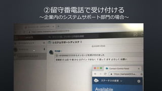 ②留守番電話で受け付ける
〜企業内のシステムサポート部門の場合〜
 