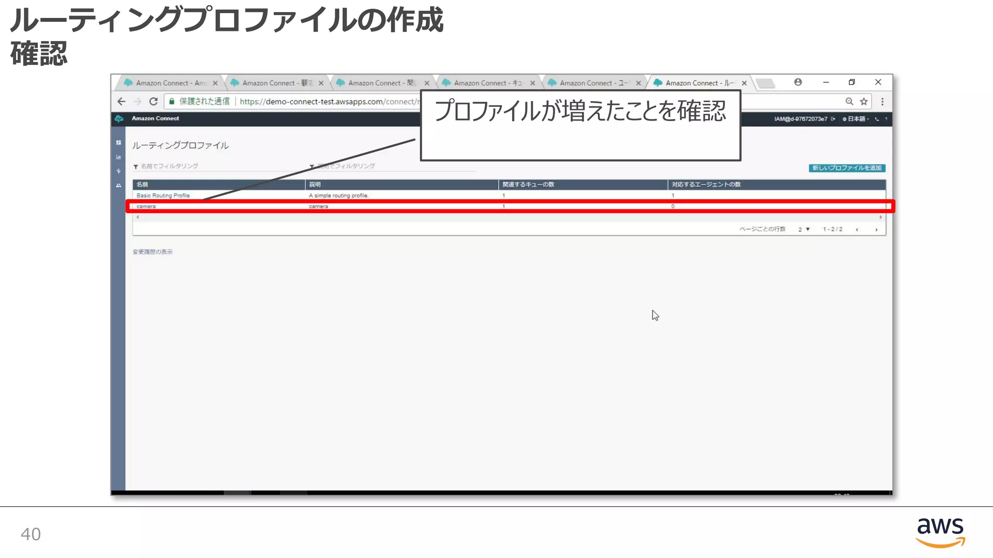 ルーティングプロファイルの作成
確認
40
プロファイルが増えたことを確認
 