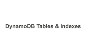 DynamoDB Tables & Indexes
 