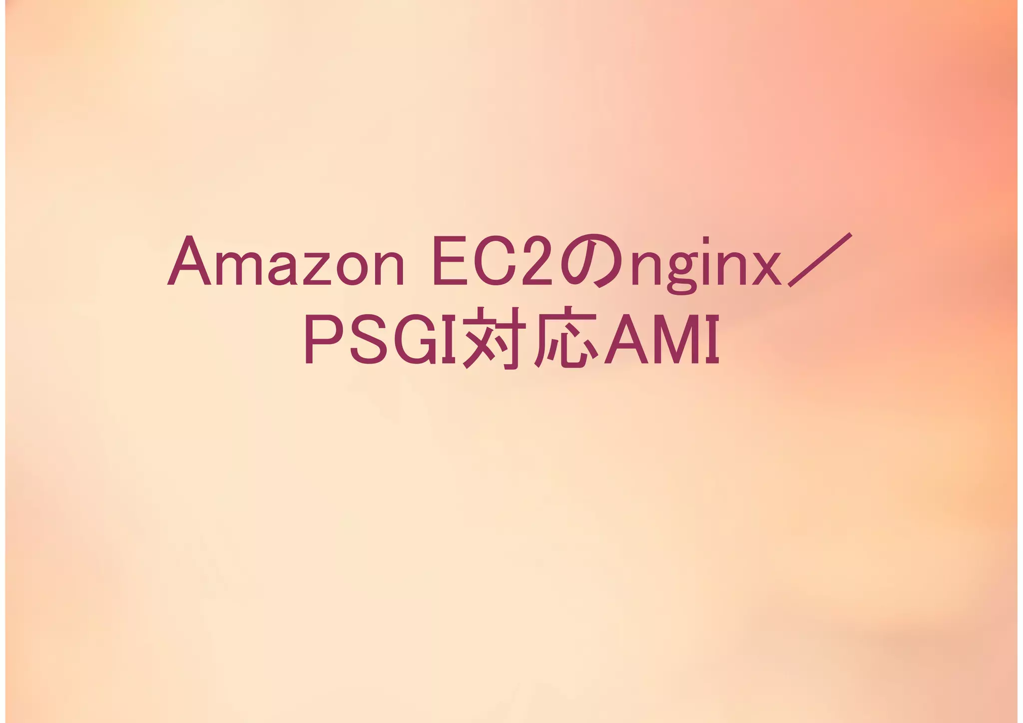 Amazon EC2のnginx／
PSGI対応AMI
 
