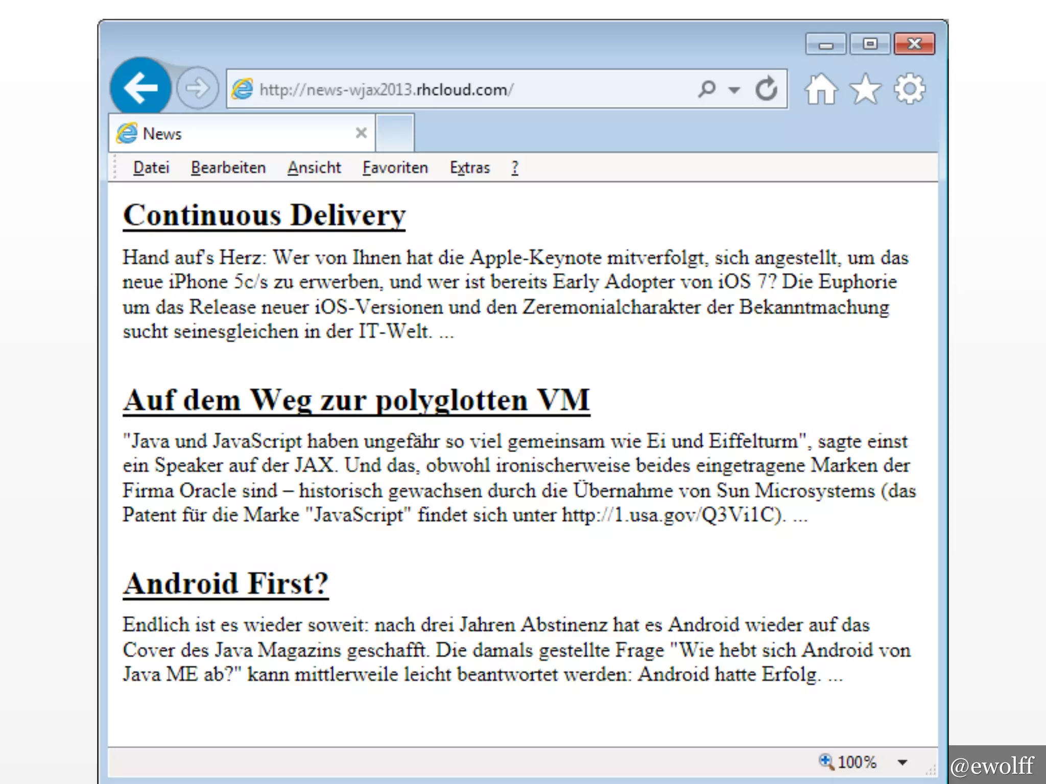 News Application

Eberhard Wolff - @ewolff

 