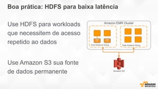 Boa prática: HDFS para baixa latência
1. Dado armazenado no
Amazon S3
 