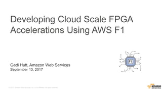 © 2017, Amazon Web Services, Inc. or its Affiliates. All rights reserved.
Gadi Hutt, Amazon Web Services
September 13, 2017
Developing Cloud Scale FPGA
Accelerations Using AWS F1
F1
 