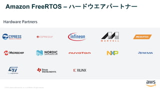 © 2018, Amazon Web Services, Inc. or its Affiliates. All rights reserved.
Hardware Partners
Amazon FreeRTOS – ハードウエアパートナー
 
