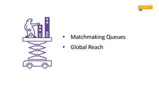 • Matchmaking Queues
• Global Reach
 