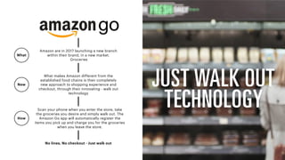 What
Amazon are in 2017 launching a new branch
within their brand, in a new market.
Groceries
What makes Amazon different ...
