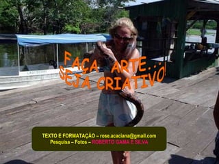 TEXTO E FORMATAÇÃO – rose.acaciana@gmail.com Pesquisa – Fotos –  ROBERTO GAMA E SILVA FAÇA  ARTE... SEJA CRIATIVO! 