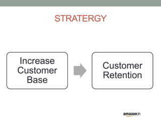 STRATERGY 
Increase 
Customer 
Base 
Customer 
Retention 
 