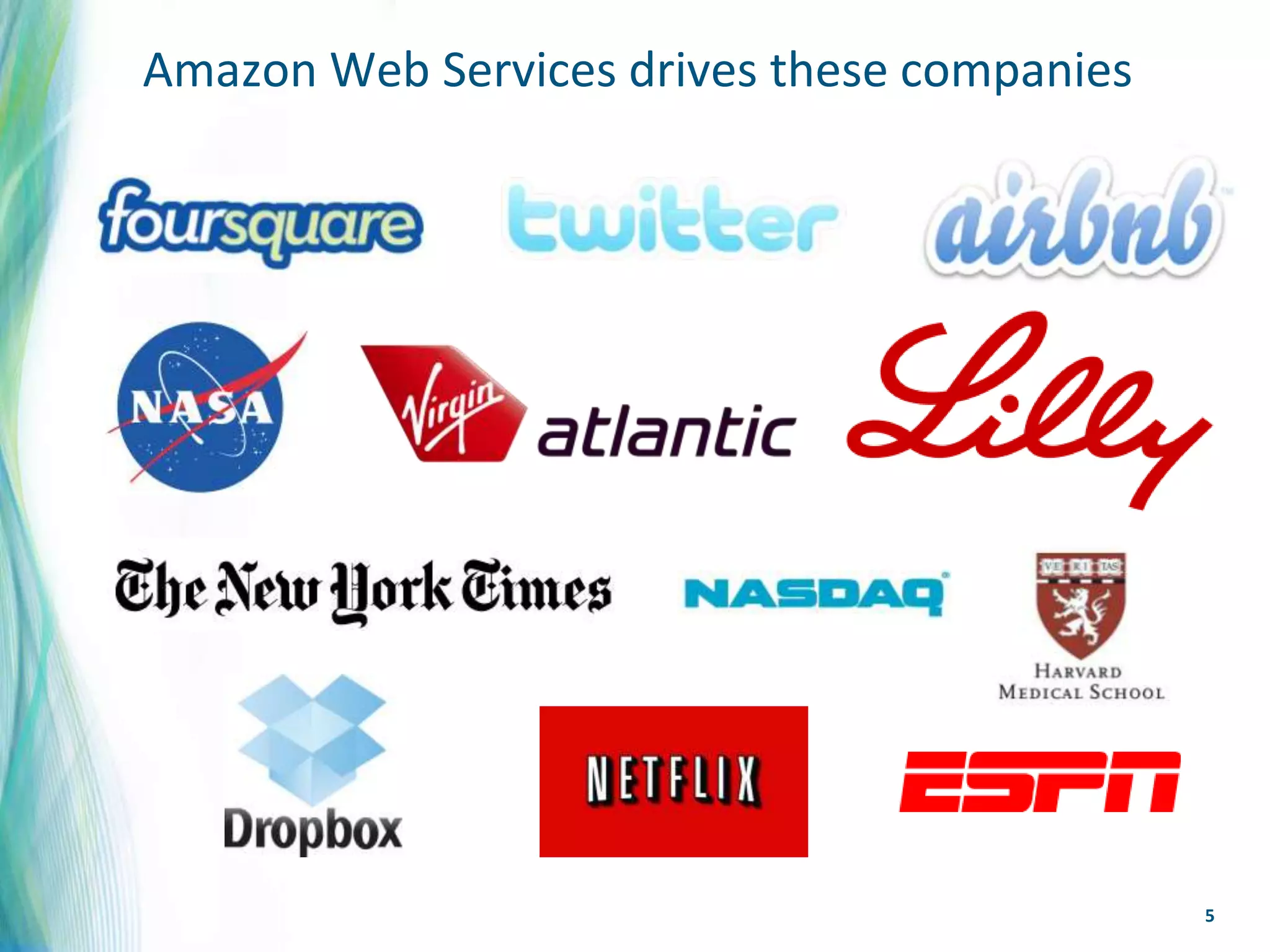 Amazon Web Services drives these companies




                                             5
 