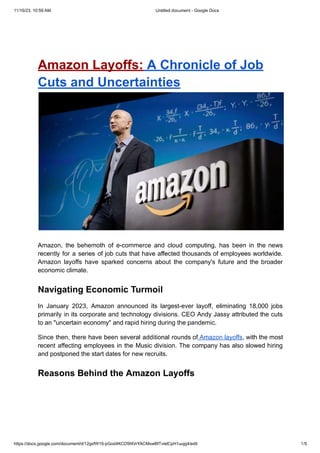 Amazon Layoffs-A Chronicle of Job Cuts and Uncertainties