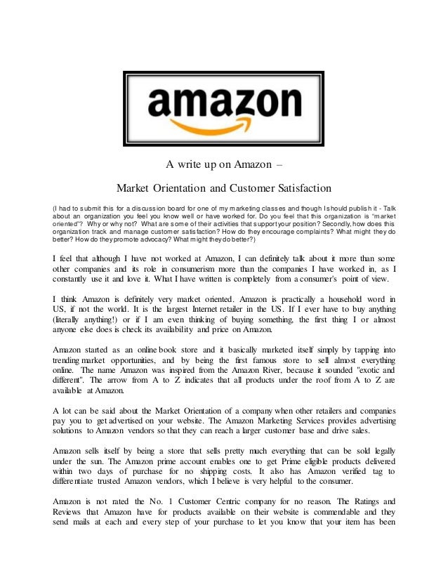 Amazon market orientation and customer satisfaction
