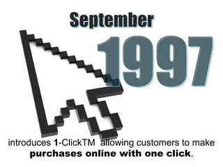introduces 1-ClickTM, allowing customers to make
purchases online with one click.

 