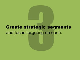 Create strategic segments
and focus targeting on each.

 