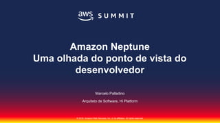 © 2018, Amazon Web Services, Inc. or its affiliates. All rights reserved.
Marcelo Palladino
Arquiteto de Software, Hi Platform
Amazon Neptune
Uma olhada do ponto de vista do
desenvolvedor
 