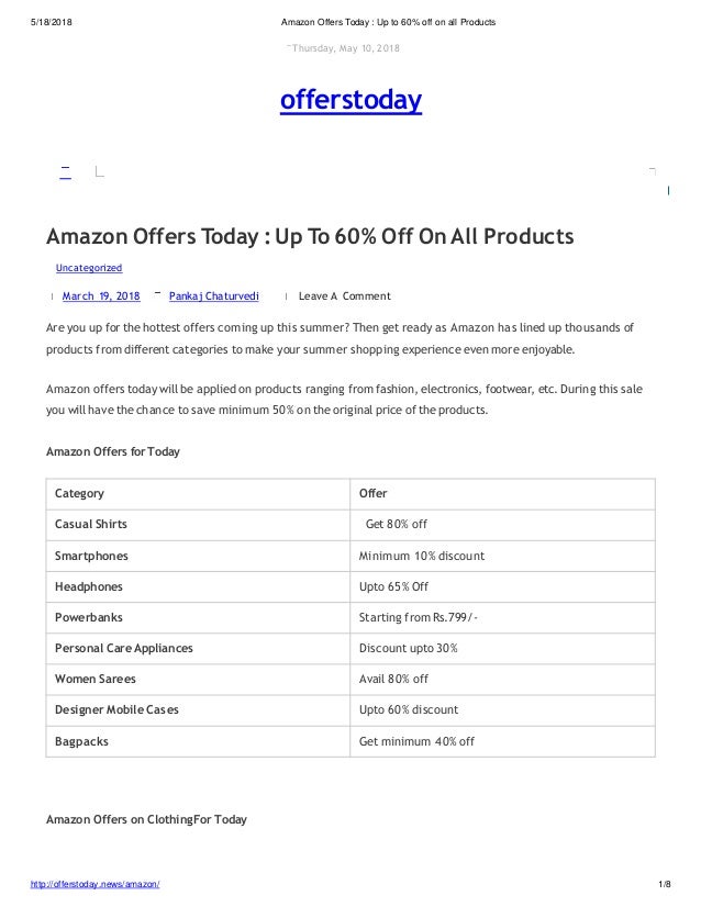Amazon Offers Today Up To 60 Off On All Products