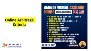 Online Arbitrage
Criteria
 