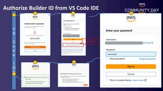 COMMUNITY DAY
Mumbai
Authorize Builder ID from VS Code IDE
V
S
C
o
d
e
I
D
E
1
2 3
5
4
7
6
Click Sign In
 