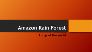Amazon Rain Forest
Lungs of the world
 