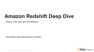 © 2016, Amazon Web Services, Inc. or its Affiliates. All rights reserved.
Tony Gibbs, Big Data Solutions Architect
Amazon Redshift Deep Dive
Query Lifecycle and Parallelism
 