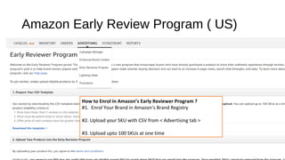 Amazon Early Review Program ( US)
How to Enrol in Amazon’s Early Reviewer Program ?
#1. Enrol Your Brand in Amazon’s Brand...