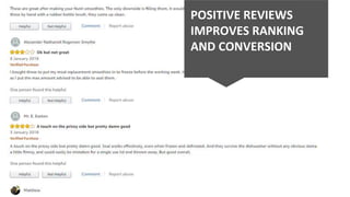 POSITIVE REVIEWS
IMPROVES RANKING
AND CONVERSION
 