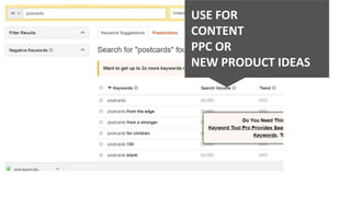 USE FOR
CONTENT
PPC OR
NEW PRODUCT IDEAS
 