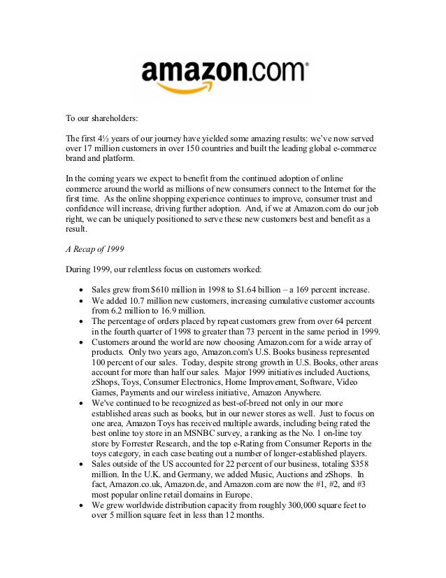 Amazon shareholder letters 1997 2011 Amazon shareholder letters 1997 2011