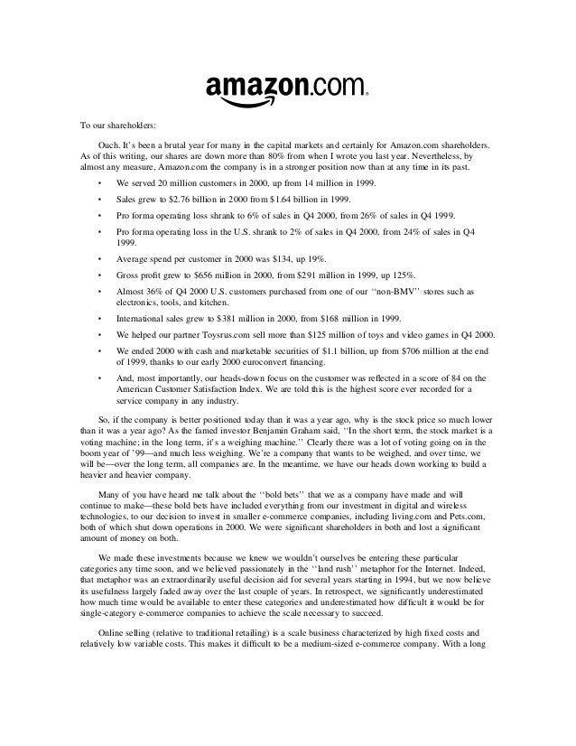 Amazon shareholder letters 1997 2011