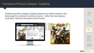 Contextual product category targeting delivers ad creative based on the
detail page the customer is actively viewing – rat...