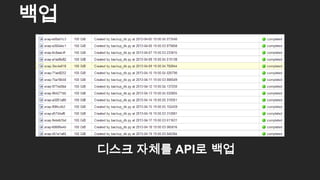 디스크 자체를 API로 백업
백업
50
 