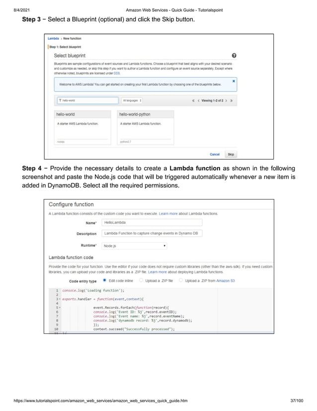 Amazon web services quick guide - tutorialspoint | PDF